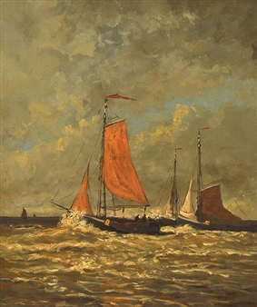 Boats in Stormy Sea - Thamine Tadama Groeneveld