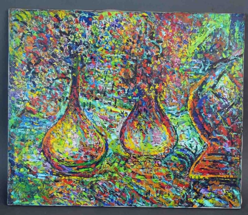 Artwork by Charles Melohs, Three Vases, Made of oil on canvas