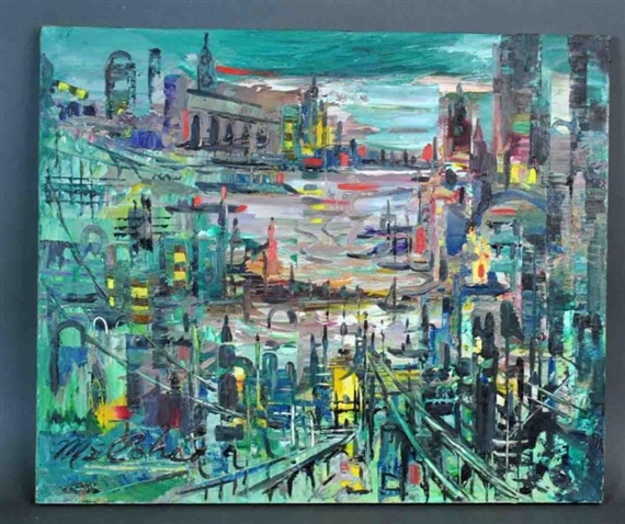 a cityscape by Charles Melohs, 1964