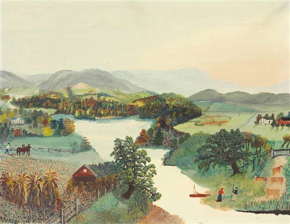 Upper Cambridge Valley by Grandma Moses, circa 1943