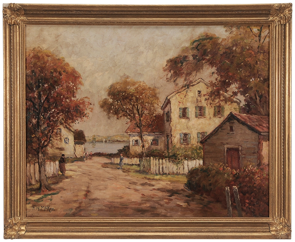 Artwork by Frances H. McKay, Maine Town View, Made of oil on canvas