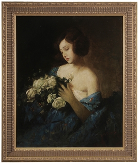 Lady in Blue with White Roses - J. M. Ciappa