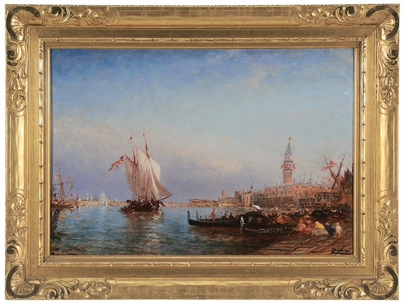 View from the Basino di San Marco, Venice, looking toward Santa Maria Della Salute with the Piazza San Marco at right by Félix Ziem