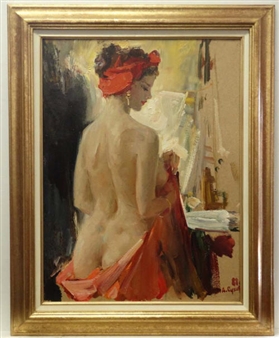 Model in the studio - Anatoli Ivanovitch Soukhorukikh