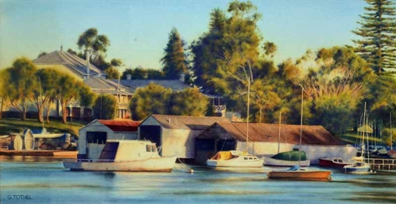 Summer on the Swan, Freshwater Bay Boatsheds by Greg Tothill