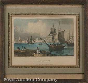 Antique Hand Colored Engraving of New Orleans; Jefferson City, Missouri River - Herrmann J. Meyer