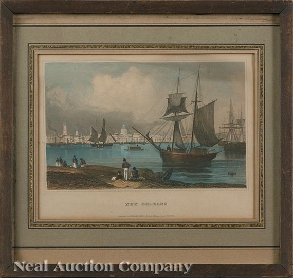 Antique Hand Colored Engraving of New Orleans; Jefferson City, Missouri River by Herrmann J. Meyer, circa 1880