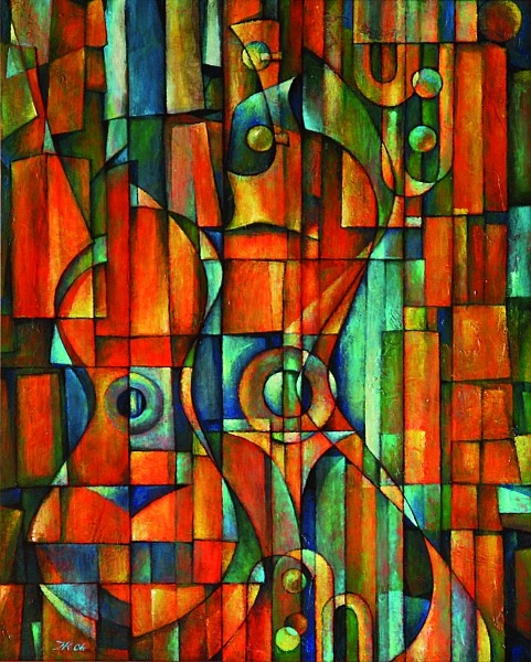 Artwork by Jiri Kramara, Rhapsody From Series City Nights, Made of Oil, acrylic on canvas