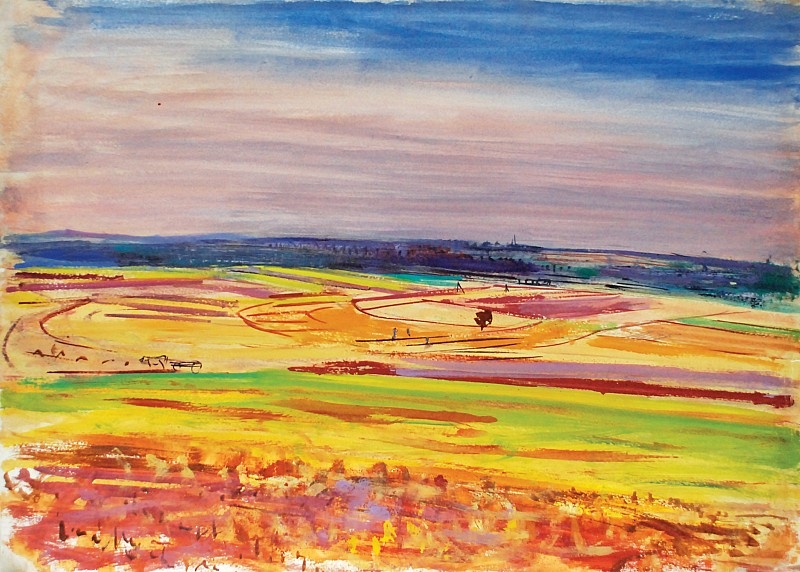 Artwork by Vojtěch Sedláček, Landscape, Made of Gouache on paper