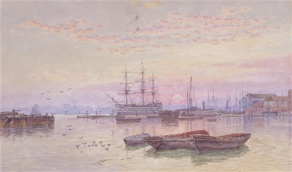 H.M.S. Victory in Portsmouth Harbour by Martin Snape