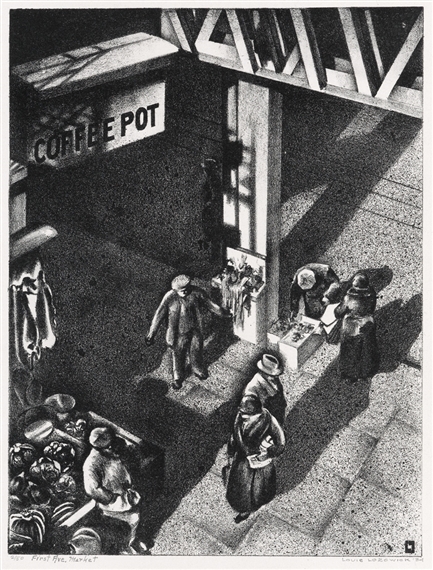 First Avenue Market by Louis Lozowick, 1934