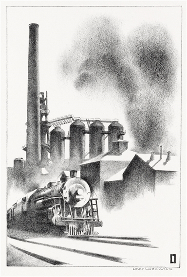Train and Factory by Louis Lozowick, 1933