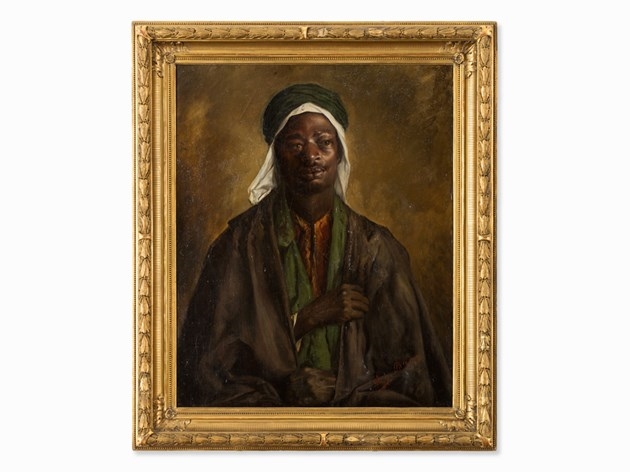 Artwork by Leopold Bara, Portrait of a Nubian, Made of Oil on canvas