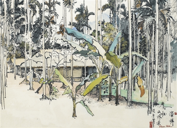 VIEW OF A VILLAGE NEAR HANOI by Pham Hau, 1934