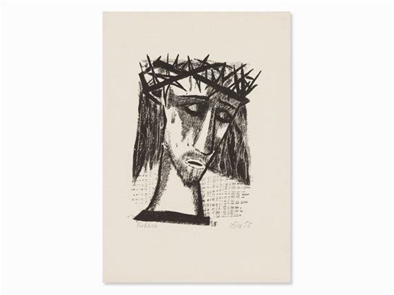 Christuskopf (nach rechts blickend) by Otto Dix, 1956