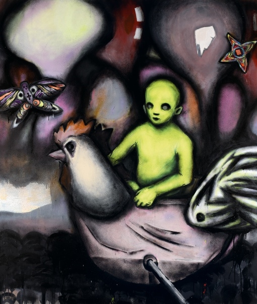 Artwork by Jakub Janovský, Shuttlecock, Made of acrylic on canvas