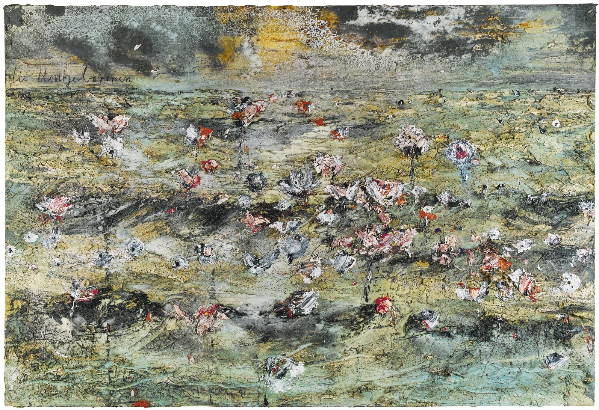 Artwork by Anselm Kiefer, DIE UNGEBORENEN, Made of acrylic, emulsion, oil, shellac and photographic paper laid down on canvas