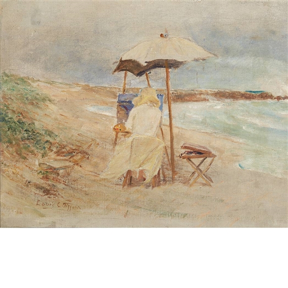 Sarah Painting on the Beach by Louis Comfort Tiffany