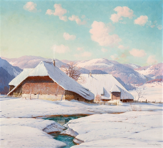 Sunny winter’s day in the deeply snow-covered Black Forest by Karl Hauptmann
