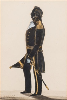 A silhouette of a naval officer, full-length, standing - Samuel Metford
