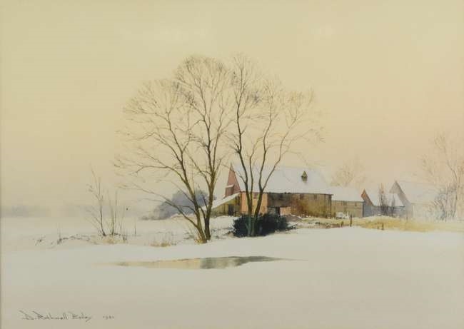 Artwork by Dennis Rothwell Bailey, A clear Winters Day, Made of watercolour