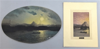 two watercolours views of the Golden Horn, Turkey - G. Azaroff