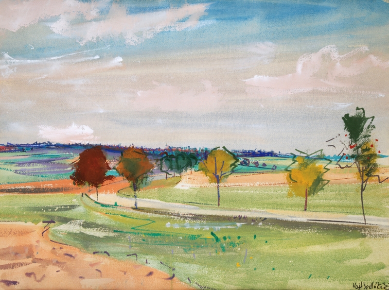 Artwork by Vojtěch Sedláček, Landscape, Made of gouache, carton