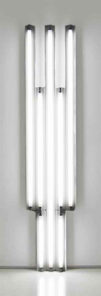 Artwork by Dan Flavin, untitled (“monument” for V. Tatlin), Made of cool white fluorescent light