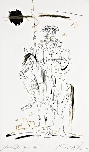 Artwork by Janos Kass, Don Quijote, Made of pen, silkscreen on paper