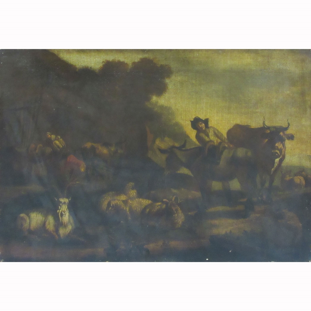 Travelers with Livestock on a Road by Dutch School, 17th Century
