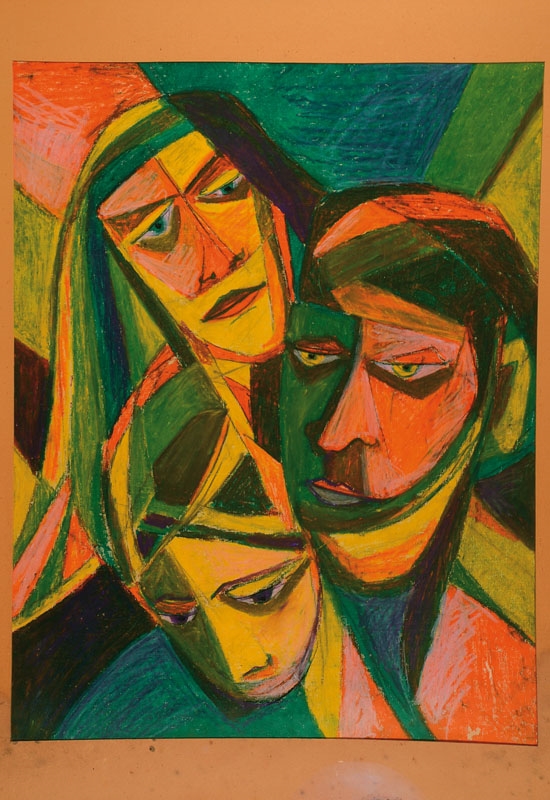 Artwork by Armie Mayer Hellfeck, Three heads, Made of Mixed media on paper