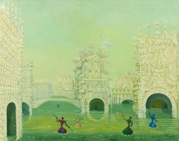 TROISIEME VUE DE VENISE, AUX NEUF GONDOLES by Lucien Coutaud, 1957