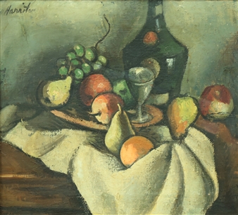 Still Life with Wine Bottle - Abraham Harriton