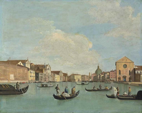 The Grand Canal, Venice, with the church of Santa Croce and the church of San Geremia by Canaletto
