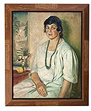 Portrait of a Woman with Jadeite Necklace by Continental School, 20th Century, 20th century