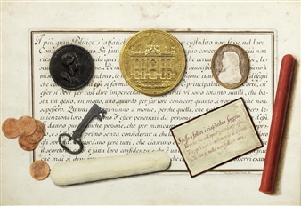 A trompe l'oeil with seals and medals - Giuseppe della Santa