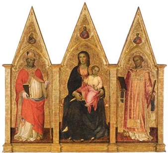Madonna and Child Enthroned with Saints Augustine and Lawrence - Martino di Bartolomeo di Biago
