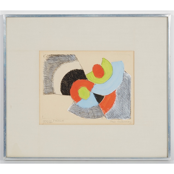 2 WORKS: COMPOSITION by Sonia Delaunay, 1960