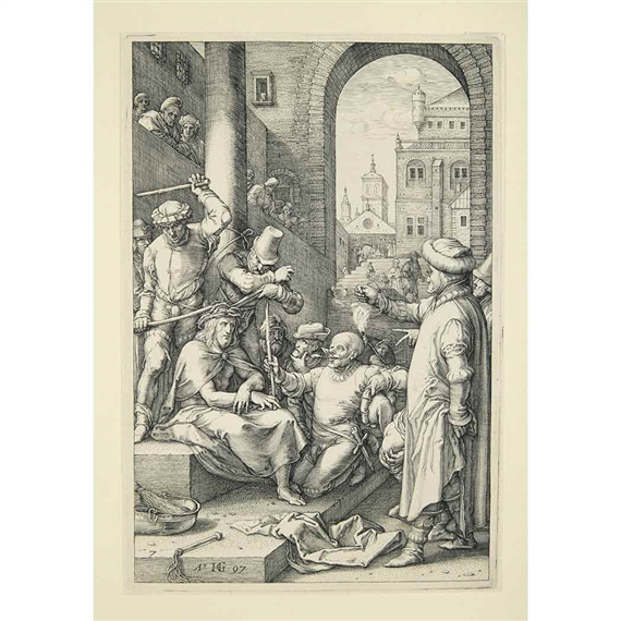 CHRIST CROWNED WITH THORNS (BARTSCH 33; HOLLSTEIN 27) by Hendrick Goltzius, 1597