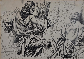 An Artist with Model - Alfred Garth Jones