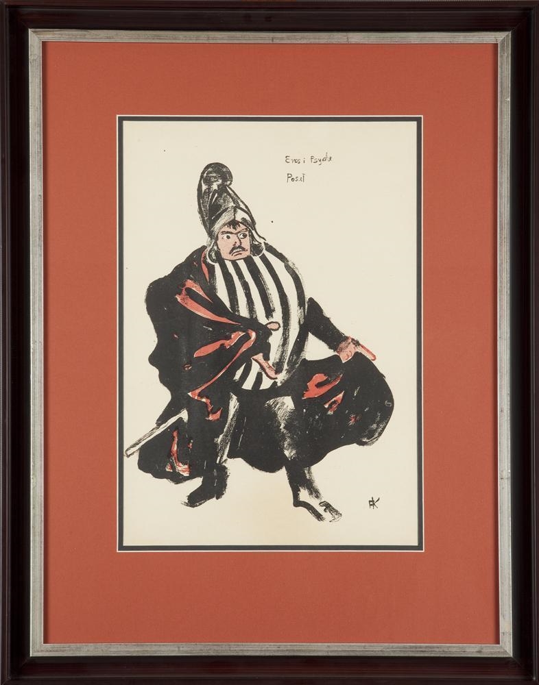 Artwork by Karol Frycz, Boleslaw Puchalski as a deputy in the Zulawski's play Eros and Psyche, Made of colour lithography on paper