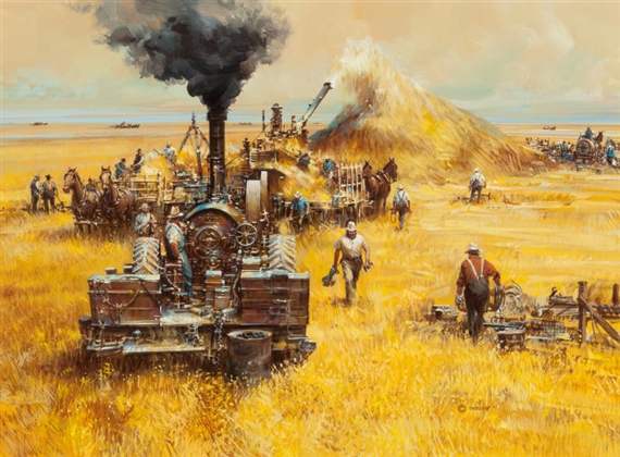 Steam Thresher on a Kansas Farm
