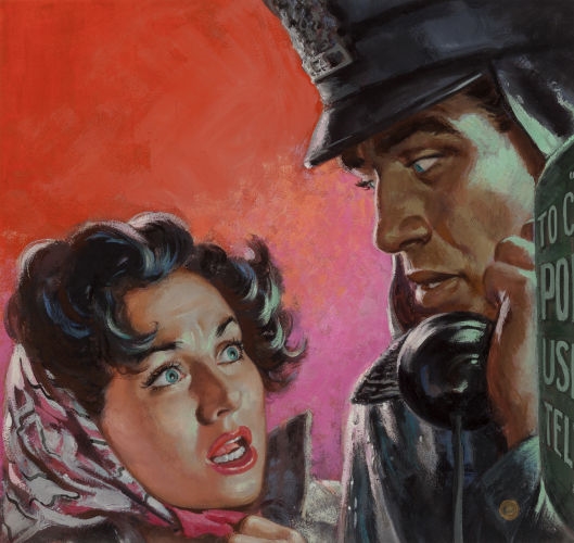 She Couldn't Cry Help!, Police Detective magazine cover by Howell Dodd, 1953