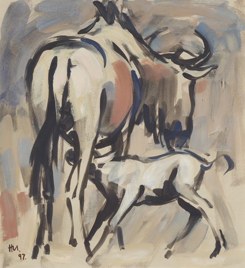 Niemann Junior Hennie | Blou Wildebees and Calf | Artwork performance ...