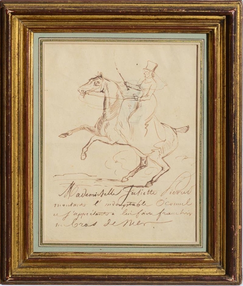 STUDY OF MADEMOISELLE JULIETTE PIERRET ON HORSEBACK by Eugène Delacroix