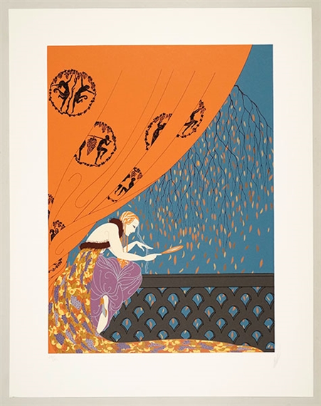 Erté | Ebony and White that depicts a Black female dressed in an