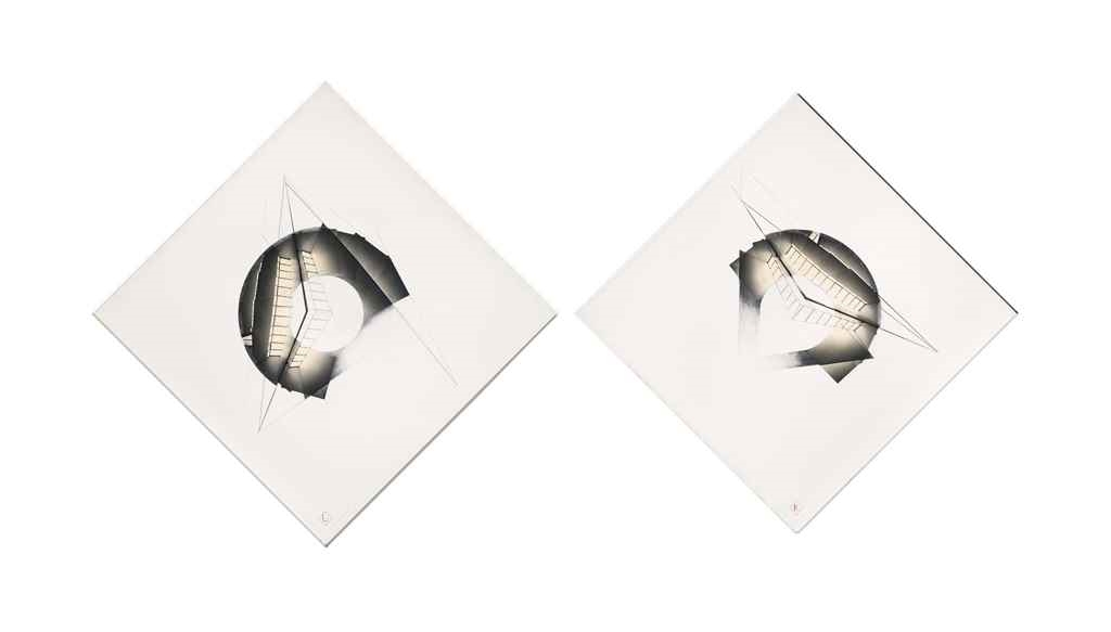 Artwork by Jan Dibbets, Study for Kröller-Müller, Made of photo collage and pencil on paper