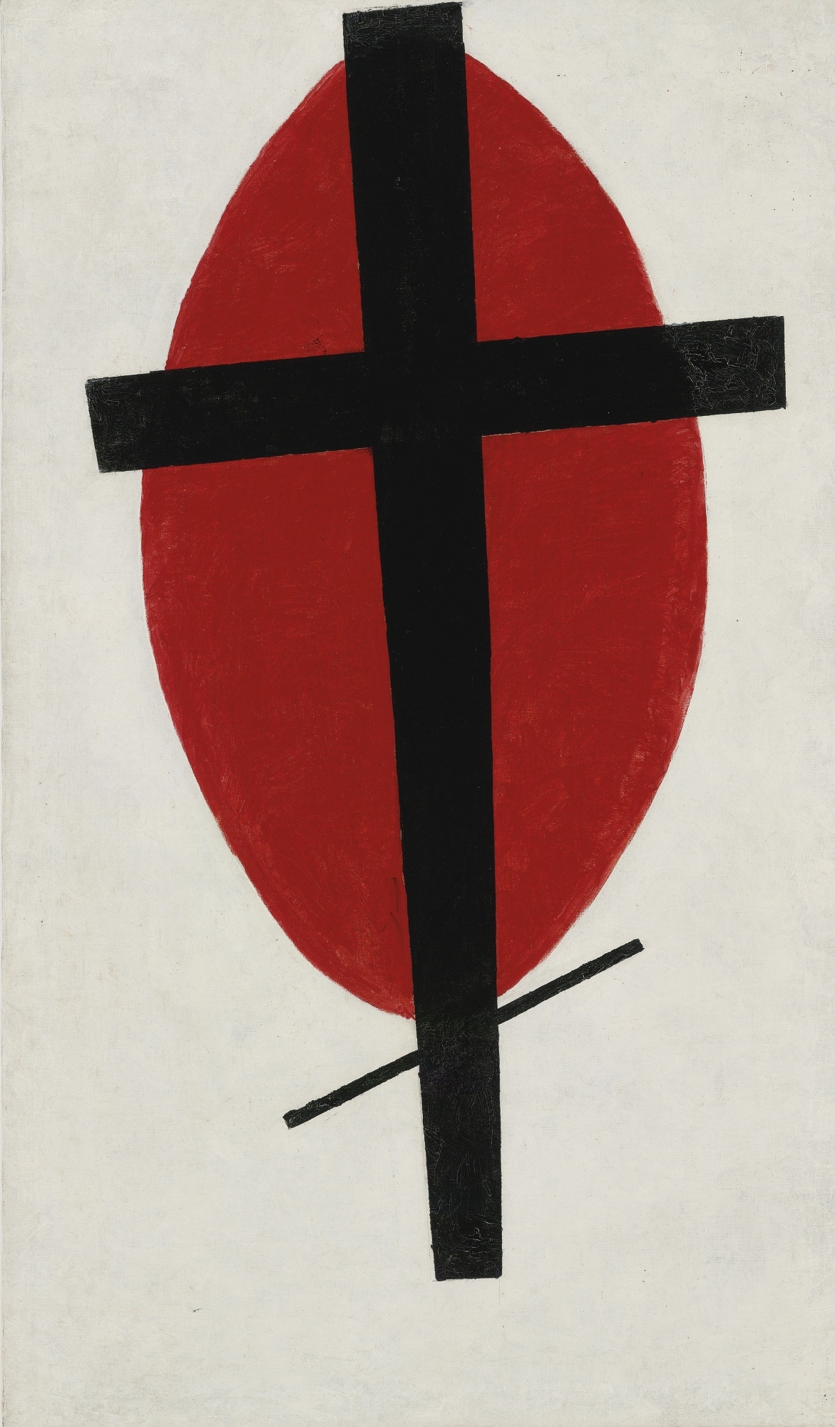 Artwork by Kazimir Malevich, MYSTIC SUPREMATISM (BLACK CROSS ON RED OVAL), Made of Oil on canvas