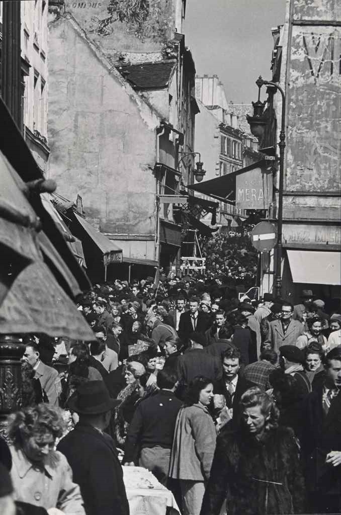 Artwork by Gordon Parks, Foule rue Mouffetard, Paris vers, Made of gelatin silver print