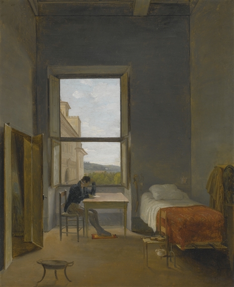 THE ARTIST IN HIS ROOM IN THE VILLA MEDICI, ROME by Auguste Jean Baptiste Vinchon